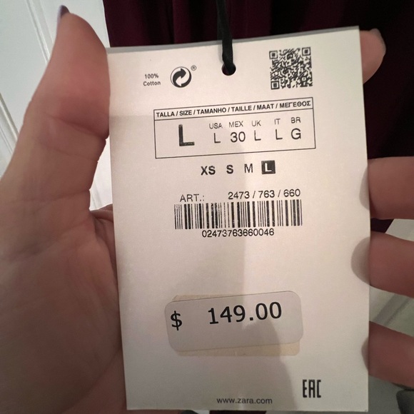 NWT ZARA SUMMER DRESS wine color with sheer panel and strappy back SIZE L - Picture 2 of 8